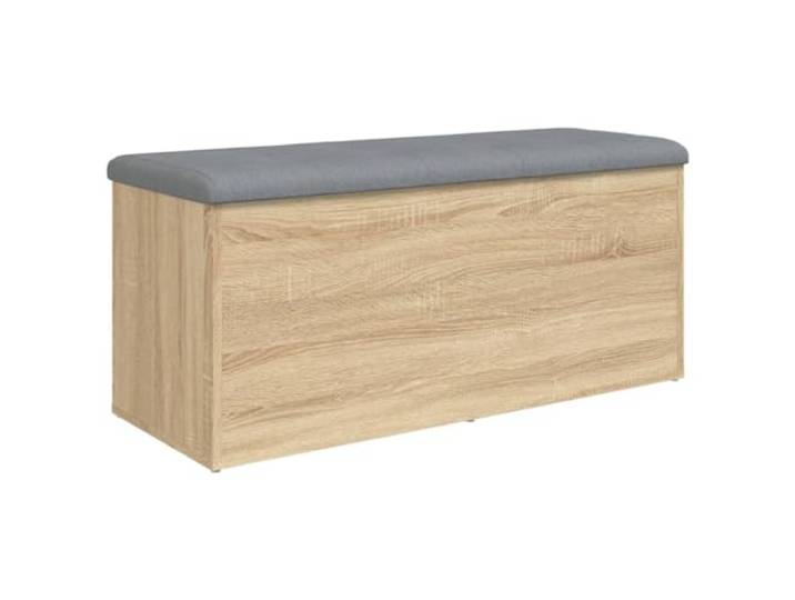 HBBMGYD Sitzbank mit Aufbewahrung, Sonoma-Eiche, 102 x 42 x 45 cm, aus Holz Integriertes dickes Kissen, Stützscharniere, Deckel offen, maximale Belastung 110 kg, Eingang und Wohnzimmer