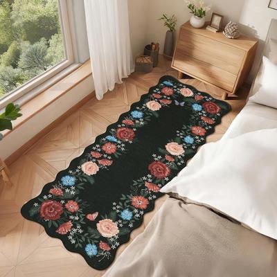 Garvee Butterfly Floral Scalloped Area Rug