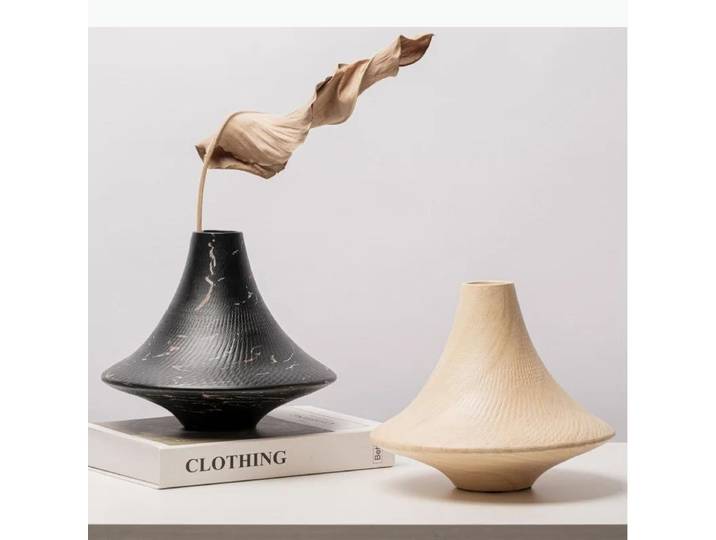 Vase conique artisanal en résine, accessoires d'arrangement Floral, ornements circulaires géométriques, Vase à fleurs, décoration de la maison