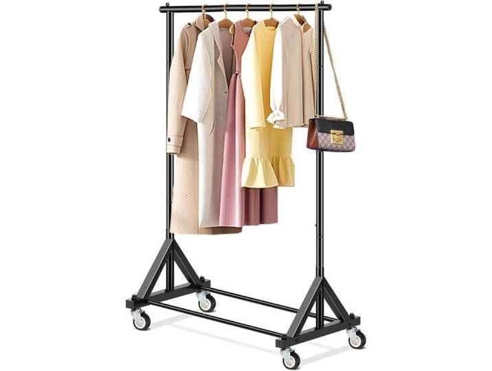 Petit Portant À Vêtements Robuste Pour Chambre À Coucher Portant À Roulettes En Métal Pour Vêtements Manteaux Chemises (Noir)