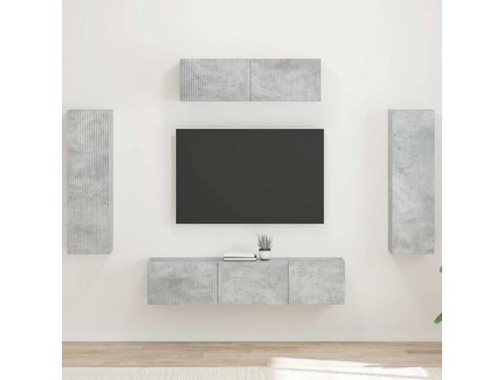 Wandmontierter TV-Schrank 5 Stk Betongrau, Schwebender Fernsehschrank Betongrau, 5-teilig, schwebendes Design, vielseitig nutzbar, robuste Bauweise, trocken reinigbar