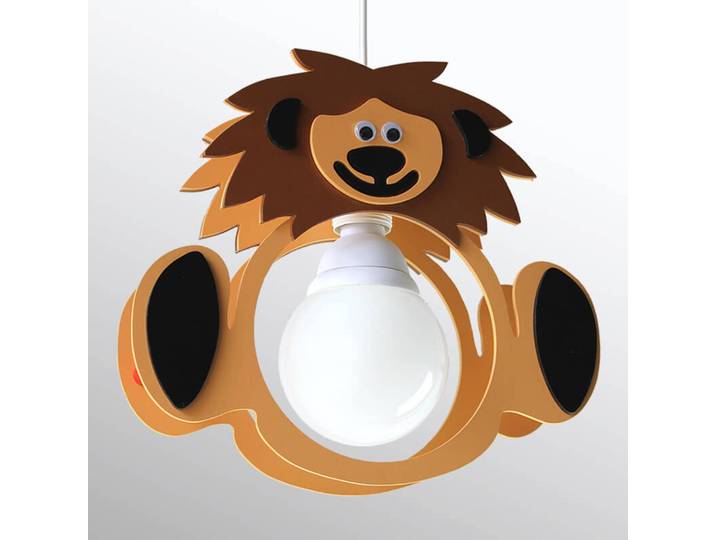Elobra Hängelampe Löwe, dimmbar, braun / rost, für Kinderzimmer, Holz, Pendelleuchte