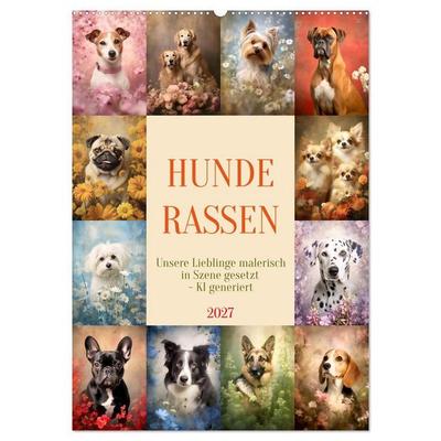 Hunderassen (Wandkalender 2027 DIN A2 hoch), CALVENDO Monatskalender