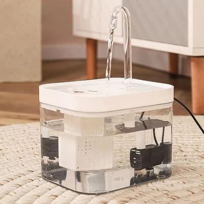 Inspired Living ClearFlow Automatic Cat Water Fountain With Transparent Water Tank white