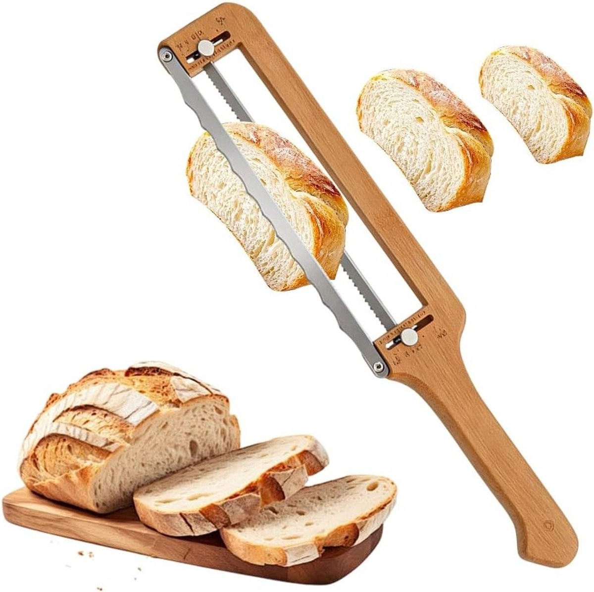 Handmatige Broodsnijder met Dikte-instelling en Opvouwbaar Ontwerp voor Zuurdesem en Baguettes
