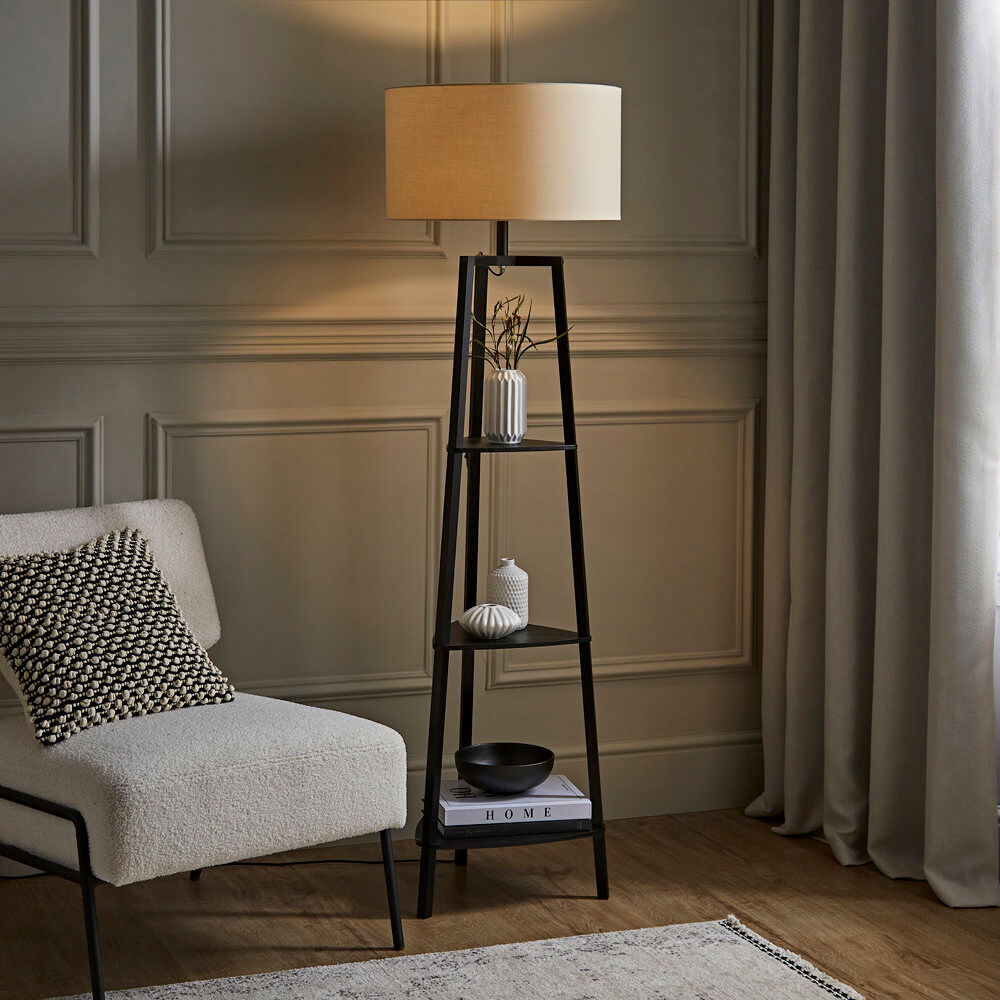 Latitude Run Aidrian 155cm Tripod Floor Lamp Black/Mink 155cm H X 39cm W X 39cm D