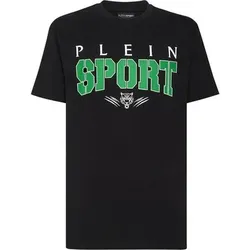 PLEIN SPORT Kurzarm-Rundhals-T-Shirt, Größe S in Schwarz 0227