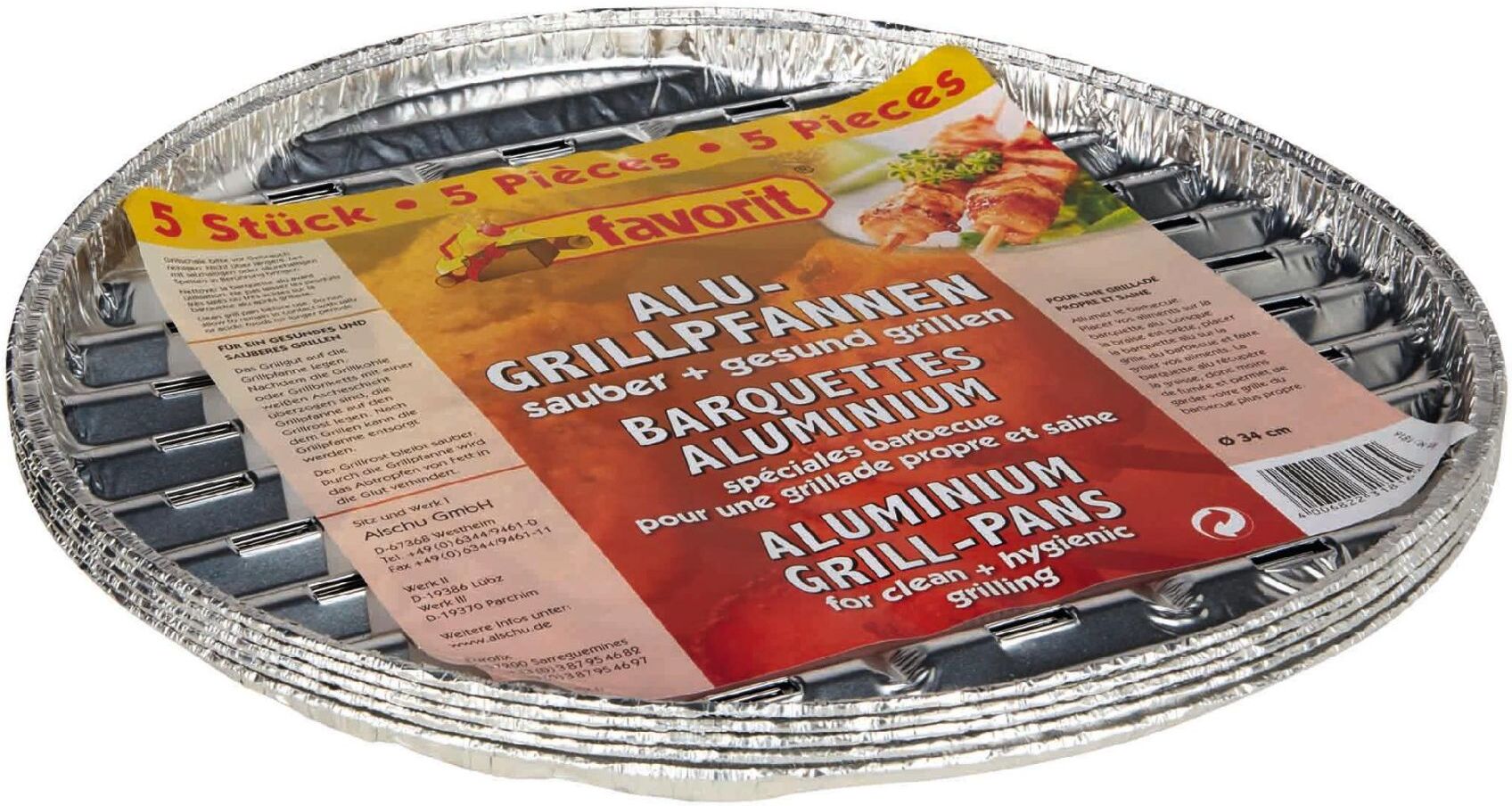 Favorit Alu-Grillpfanne rund 5 Stück