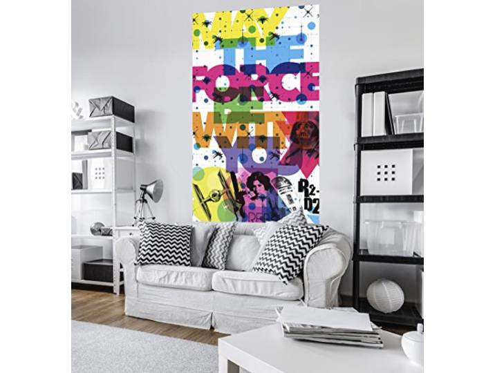 Komar VD-029 vliespaneel Star Wars Pop Neon Geometrics Leia , 1 trein, inclusief behanglijm, 120 x 200 cm, bont