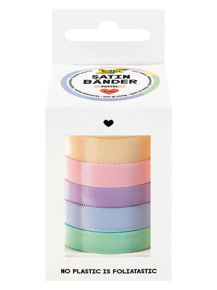 folia PAPER Satinbänder "Pastell" - 5 Rollen - ab 8 Jahren - onesize