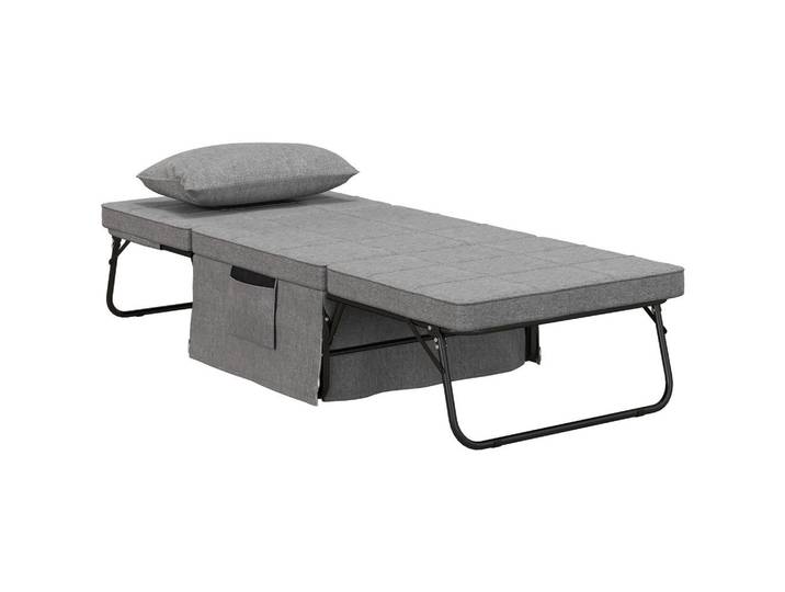 ComfortXL Klappbett 4-in-1 De-08210 höhenverstellbar mit Matratze & Seitentaschen Grau, Metall, Schlafzimmer, Betten
