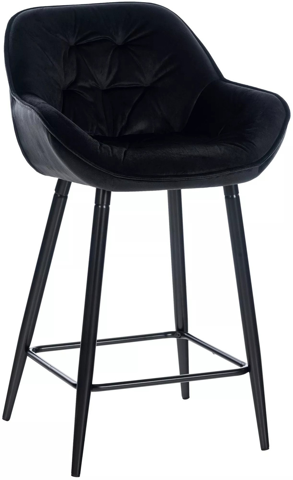 AndOutdoorMatch Luxe barkruk Wyman - Zwart - Fluweel - Met rugleuning en voetsteun