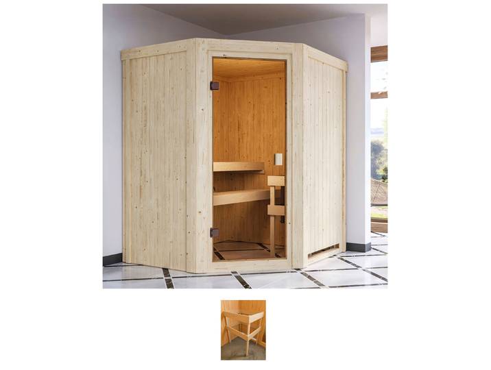 Sauna KARIBU Faurin , beige (natur), ohne Ofen, ohne Steuerung, (ohne Ofen), Saunen, Sauna