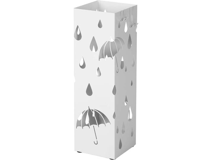 Regenschirmständer Metall quadratisch mit Haken Muster Regenschirme weiss