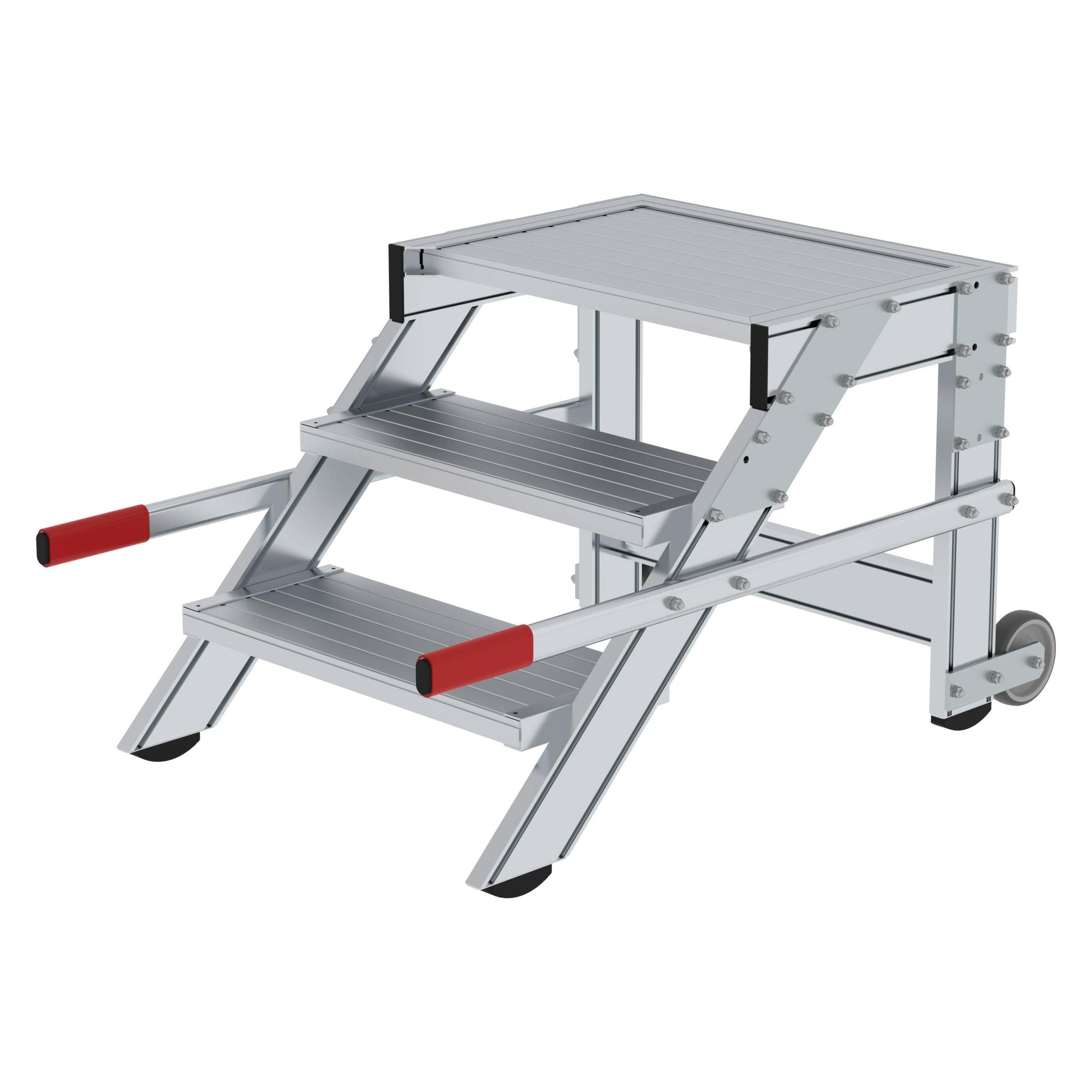 Munk Arbeitspodest fahrbar, Stufenbreite 600 mm, Aluminium geriffelt 3 Stufen (Gerüst, 112.50 cm) (228733)