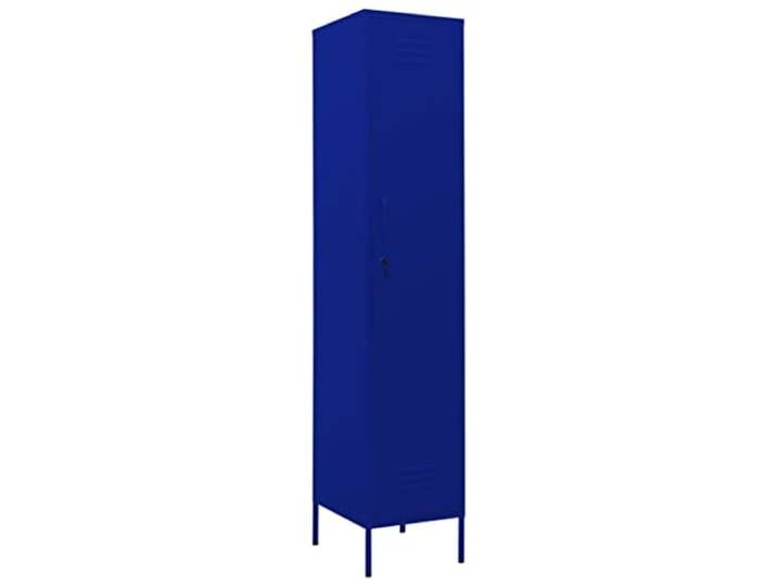 MNCVXAXG Schrank Marineblau 35 x 46 x 180 cm Stahl mit Schloss und 4 Robuster Stahl, 4 verstellbare Einlegeböden, Schloss mit Schlüssel, Lüftungsschlitze, Nivellierer, Tragkraft 20 kg pro Boden