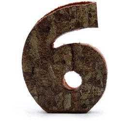 Rustic Bark Number - "6"  - 7cm