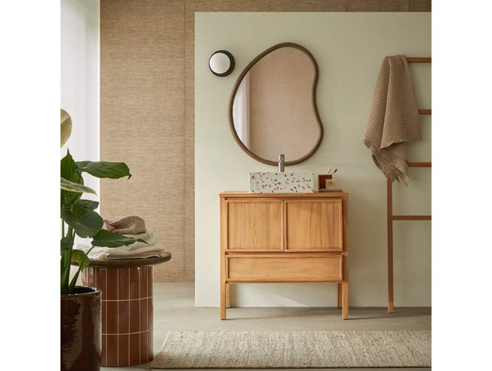 Jane - Waschtischunterschrank aus massivem Teakholz 80 cm - Natur