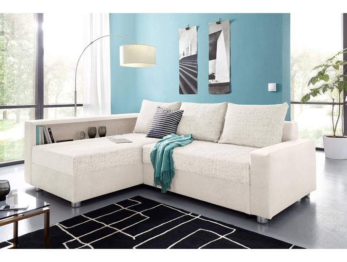 COLLECTION AB Relax L-Form, B: 223 cm Schlaffunktion, Bettkasten, Regal & 1 Zierkissen, optional Licht