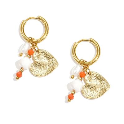 Paar Ohrhänger ADELIA´S "LIVAYA", Damen, Gr. Damen, Edelstahl, gold (goldfarben), Ohrringe, Trendig durch den Herzanhänger mit strukturierter Oberfläche