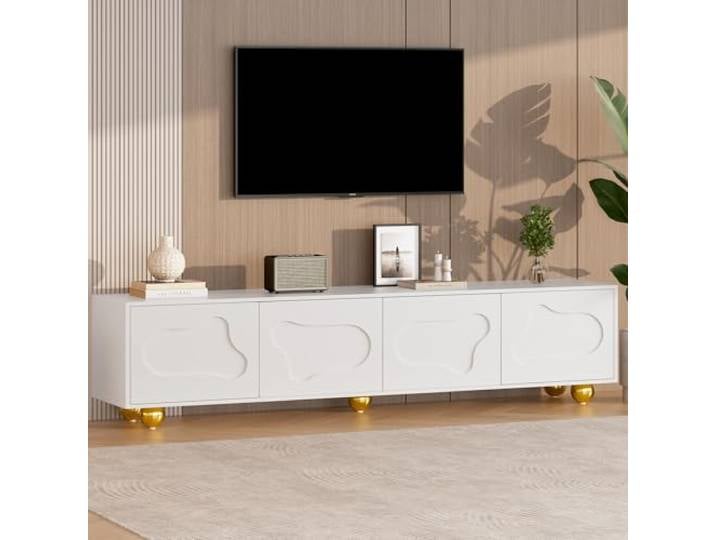 Ball & Cast TV Schrank (180×40×45cm) mit 5 Stützbeinen, Fernseher Tisch mit Einer Tragkraft Von Bis Zu 60 kg, Bequeme Montage, Weiß