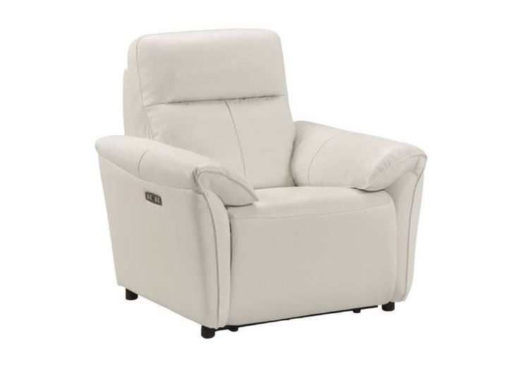 Fauteuil Relax Electrique Cuir Blanc - MAZARO