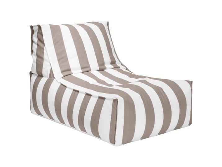 Outdoorsitzsack, Weiß, Taupe, Streifen, 280 l, Füllung: Polystyrol, 65x65x100 cm, Outdoor, Reißverschluss, Wohnzimmer, Sessel, Sitzsäcke, XXL Sitzsäcke