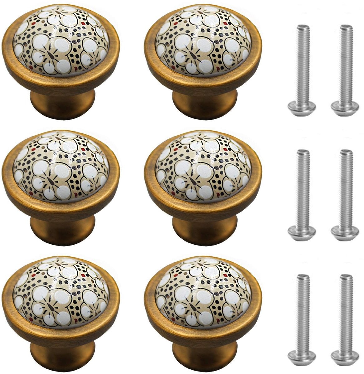 Solidchoice Set van 6 Vintage Keramische Meubelknoppen voor Kasten