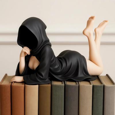Everyday Crate Halloween Bookshelf Statue Black Robe Queen Gothic Decor 3D Printed Collectible Figurine b