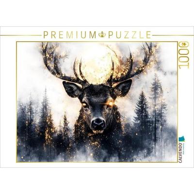 CALVENDO Puzzle Aus dem Nebel tritt der Traumhirsch - still und wunderbar | 1000 Teile Lege-Größe 64x48cm Foto-Puzzle für glückliche Stunden, Sonstige