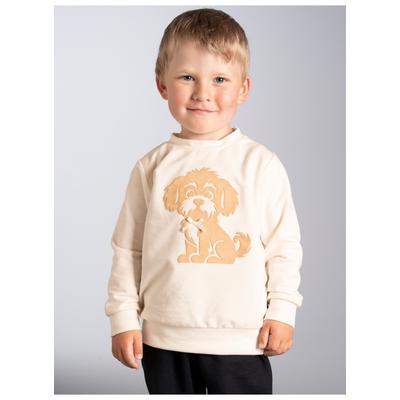 Sweatshirt TRIGEMA "TRIGEMA Baby Sweatshirt mit Hundemotiv und Schleife", Mädchen, Gr. 80, beige (natur), Sweatware, 50% Baumwolle, 50% Polyester, Basic, Rundhals, Sweatshirts Sweatshirt
