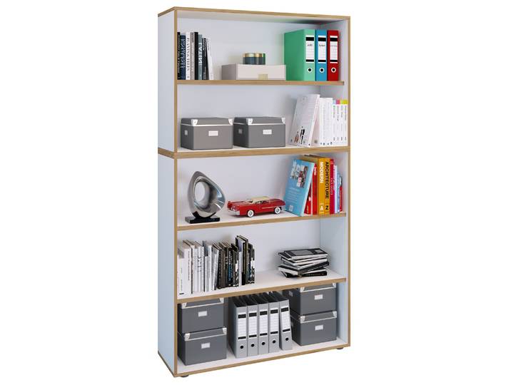 Bücherregal VCM Holz Büro Regal Bücher Ordner Salia 5fach B. 100cm , weiß, B:100cm T:33cm, Regale, Bücherregal