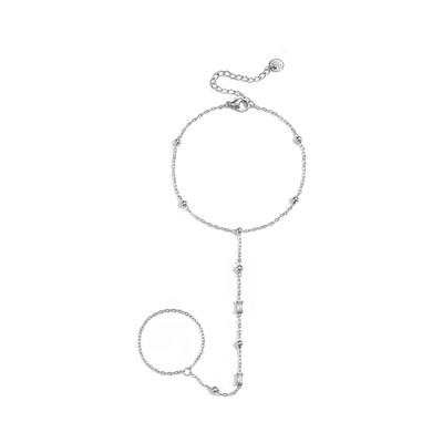 Armband ADELIA´S "Armband Armkette mit rechteckigen Strasssteinen, 16 cm + 5 cm", silber (silberfarben), Armbänder, Damen, yehwang_16, Edelstahl, Armband