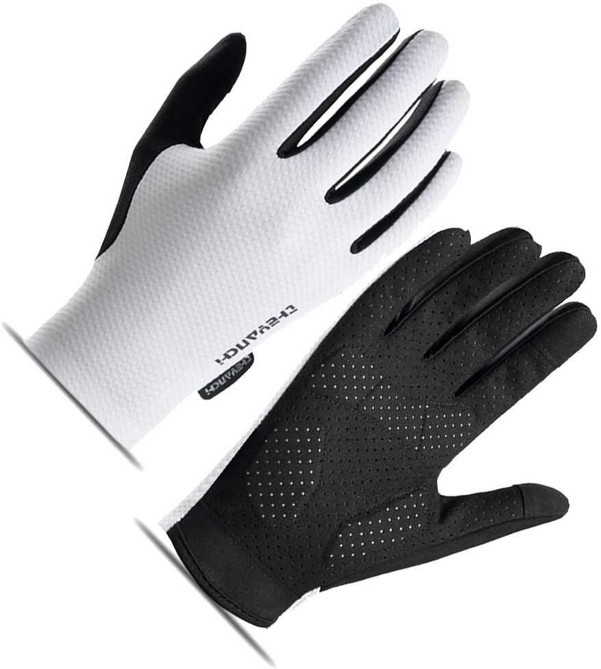 INF Atmungsaktive Vollfinger-Radfahrhandschuhe mit 5mm SBR-Handflächenpolster, Touchscreen-kompatibel, schnell trocknend L Weiß