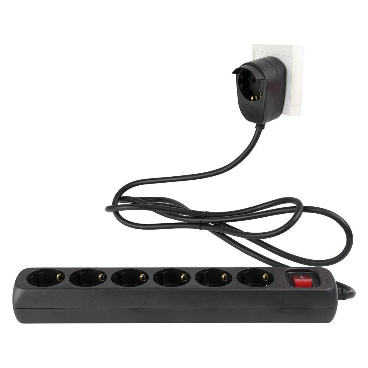 REV 0012692514 Steckdosenleiste mit Schalter 6fach Schwarz Schutzkontakt (7x, CEE 7/4, 2 m) (0012692514)