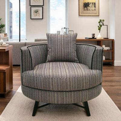 "35"" Fabric Swivel Accent Chair with 360-Degree Swivel and Metal Base and High-Density Foam and No Assembly"