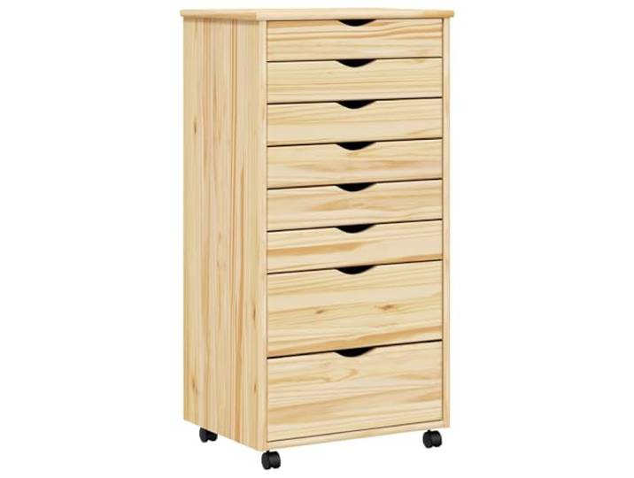 YUTAASU Rollschrank Mit Schubladen Kiefernholz 53x39x103 cm