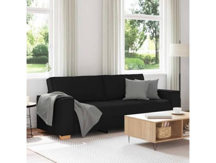 KFPOERTFGD 3-Sitzer-Sofa, Couch Stoff Schwarz, Wohnzimmer Möbel 220x78x84 Strapazierfähig, Mit Holz- und Metallgestell, Vielseitig einsetzbar