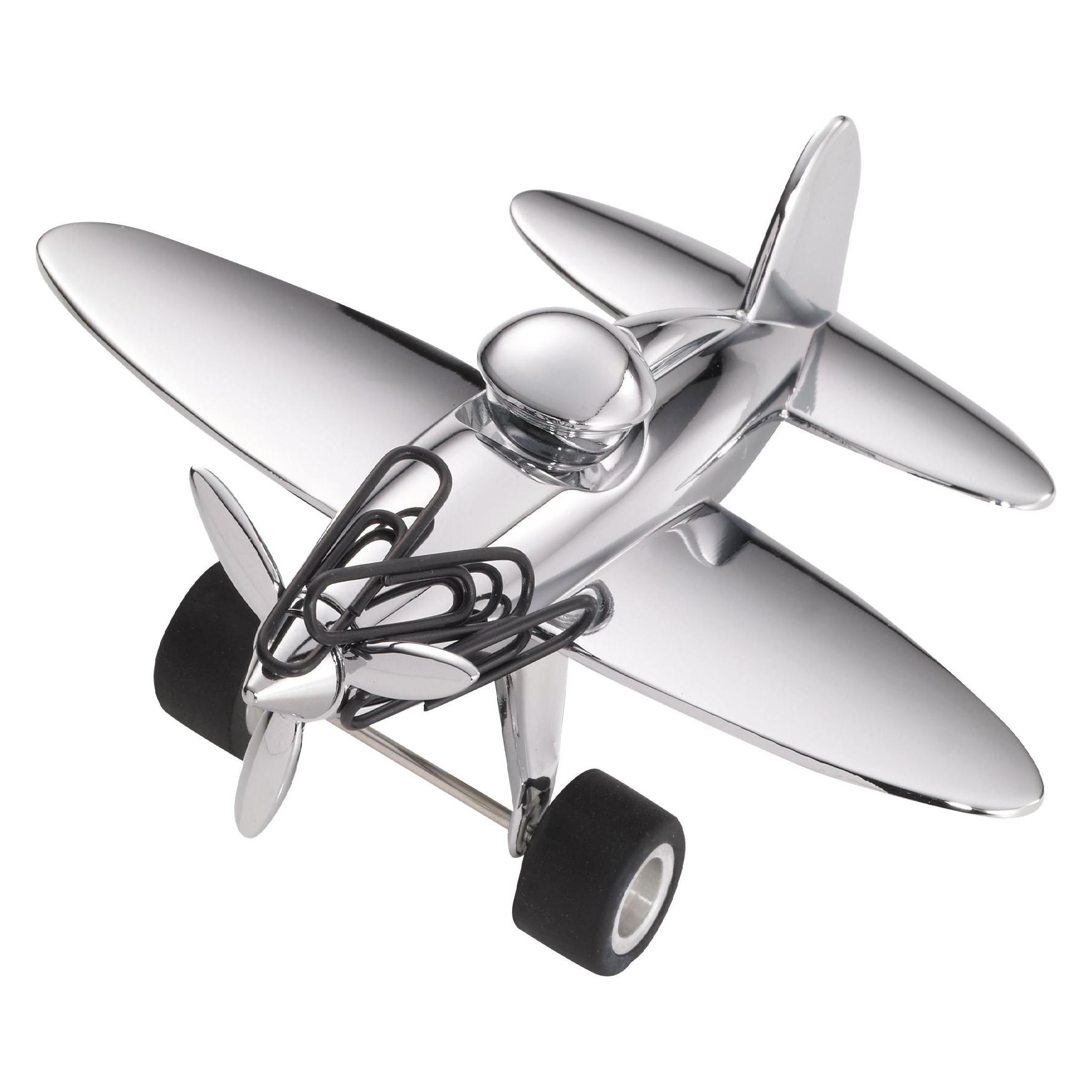 Troika STOP-OVER Flugzeug Breifbeschwerer mit Magnet für Büroklammern, grau (1x) (GAM12/CH)