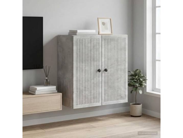 GPWERSDF Wandschrank Betongrau 59 x 31 x 60 cm Holzwerkstoff Strapazierfähiger Holzwerkstoff, platzsparendes Hängedesign, nostalgischer Stil, praktische Regalböden, einfache Reinigung