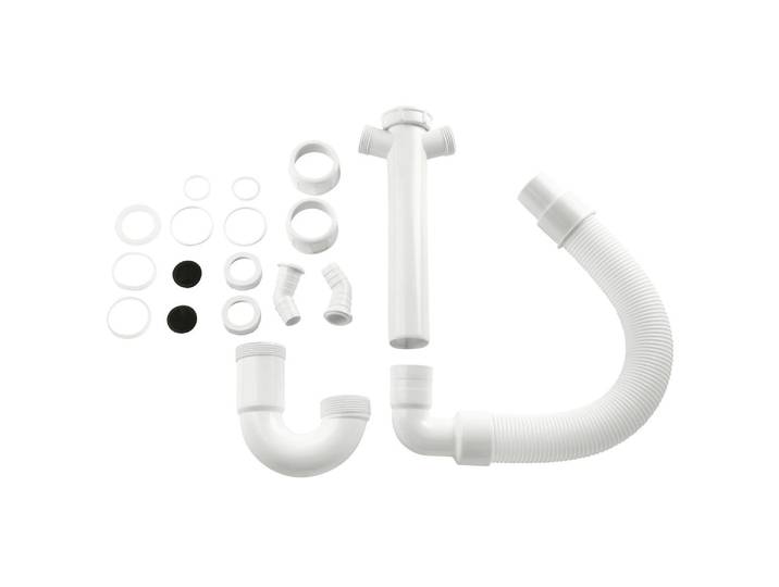 XAVAX Siphon, weiß, B:19cm H:10,5cm T:19cm, Siphons, 1 1/2 Zoll, 1 St. Polybeutel, Siphon
