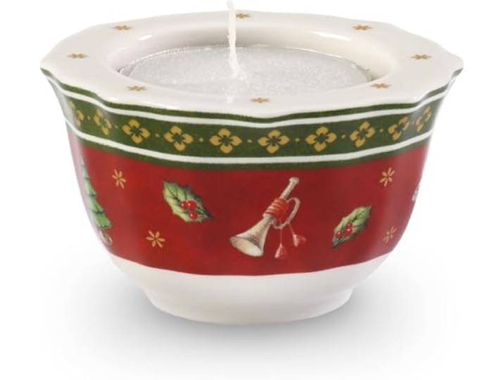 Villeroy & Boch Toy's Delight Teelichthalter 12er Set, Weihnachtliche Kerzenhalter, Weihnachtsteelichthalter, Dekoration, Weihnachtsdeko Toys, Wichtelgeschenk, Premium Porzellan, Rot
