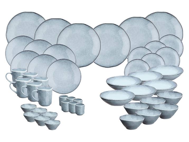 Geschirr-Set Björn CLOUD 48-teilig , blau (steingrau), Keramik, Steinzeug, Geschirr-Sets, Geschirr-Set