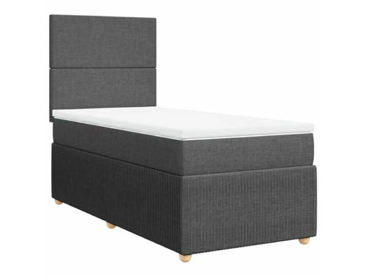 PUGYNBK Boxspringbett, 80 x 200 cm, mit Matratze, Dunkelgrau Verstellbares Kopfteil, Taschenfederkerne, waschbarer Matratzenschoner, Lattenrost