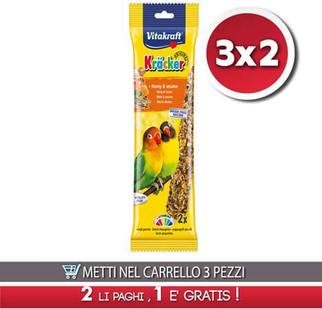 Vitakraft Snack Pappagalli Kracker Miele e Frutta 60G