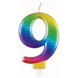 Regenbogen Kerze Zahl 9