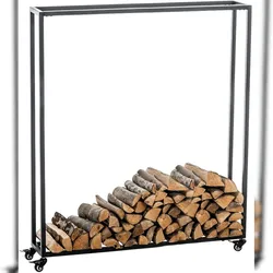 DELUKE® Kaminholzregal innen Metall BETTA mit Rollen, 25x100x150 Brennholzregal innen Kaminholzständer Kaminholzhalter Feuerholzregal