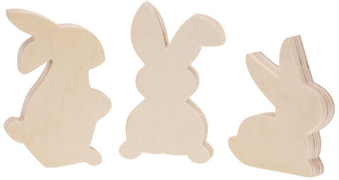 Hasen-Trio aus Holz, 9–13 cm, 3 Stück