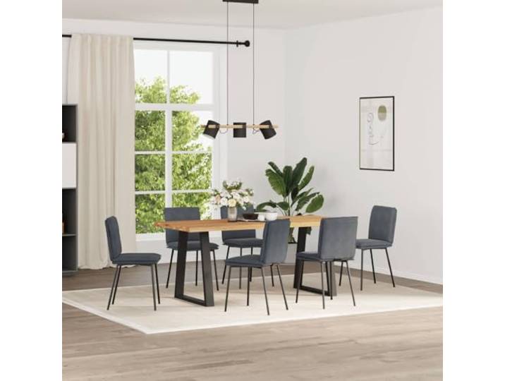 NLQMSU 6 Esszimmerstühle, dunkelgrau, aus Samt Weicher Samtstoff, Sitzfläche aus dickem Schaumstoff, Rahmen aus Metall und Holz, Esszimmer, Wohnzimmer, Gästezimmer