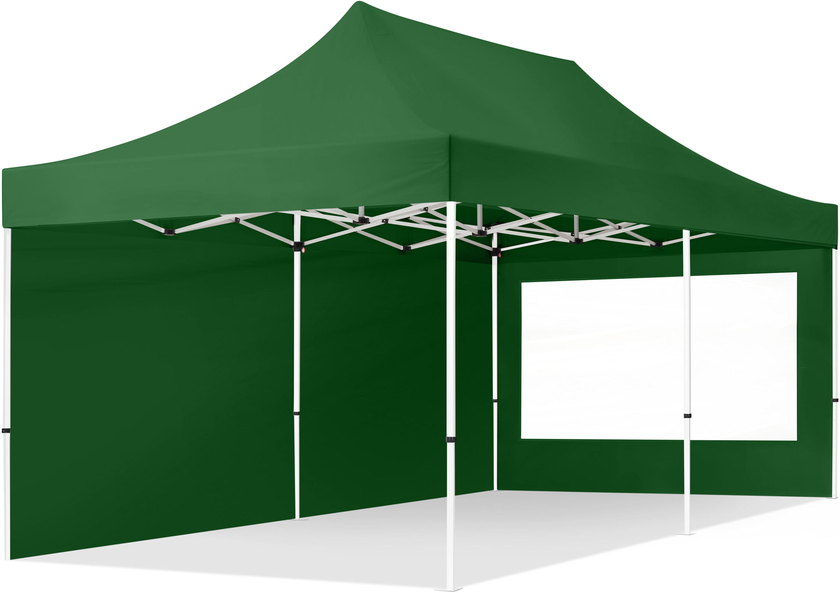 TOOLPORT 3x6m PES 700 Pop up gazebo ECONOMY Steel 30 mm, incl. 2 side panels with Panorama Windows, dark green - (59053)